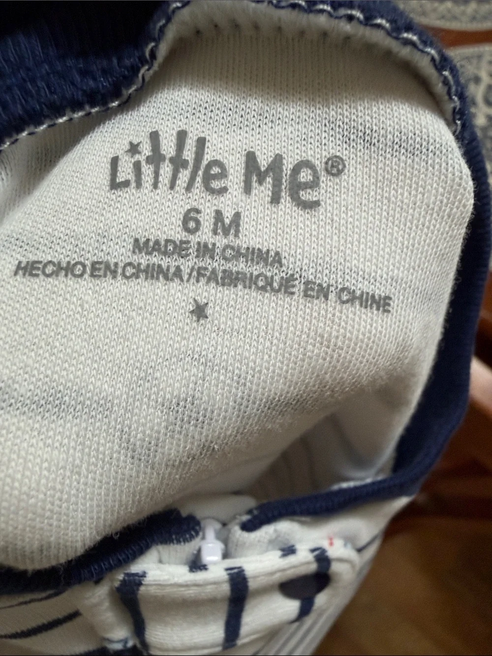 Little Me Navy Striped Sports 100% Cotton Sleeper Footie and Hat Set